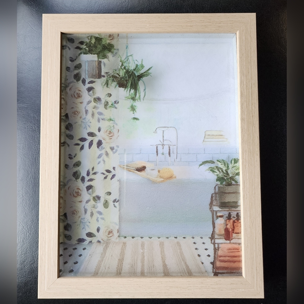 🦋 NWOT Bathroom Framed Picture Decor